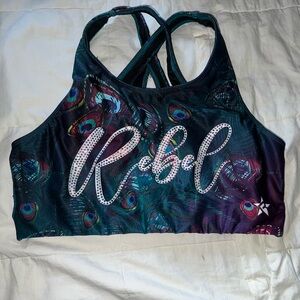 Rebel Athletic peacock sports bra